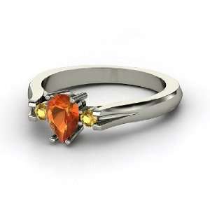  Alyssa Ring, Pear Fire Opal Sterling Silver Ring with 
