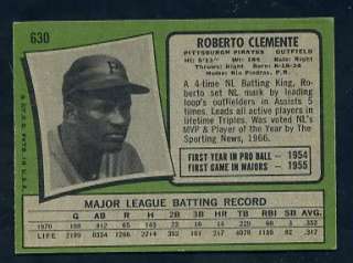 1971 Topps Baseball #630 Roberto Clemente, Pirates HOF ex/mt  