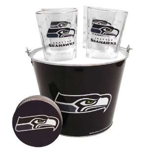  Seattle Seahawks NFL Metal Bucket, Satin Etch Pint Glass 