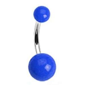 Blue Acrylic Uv Belly Button Navel Ring with Surgical Grade Steel Bar 