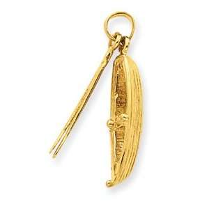  14k Gold Polished 3 Dimensional Rowboat Pendant: Jewelry
