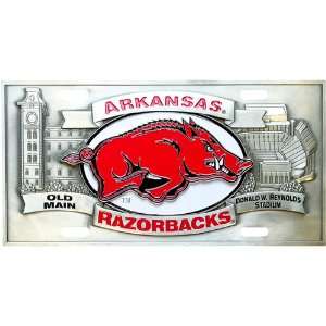  Arkansas Razorbacks NCAA Pewter License Plate by Half Time 