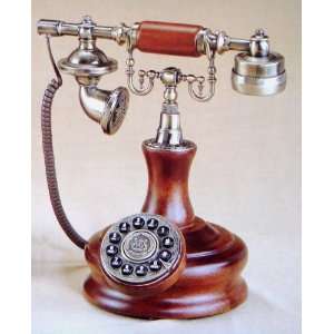  Round Base Wood Look Touch Tone Telephone