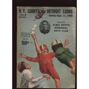 1960 NFL Program New York Giants vs. Detroit Lions VG 