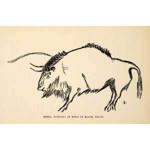  1927 Print Bison Cave Painting Niaux France Magdalenian 