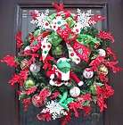 Christmas Wreath Frog Santa Door Luxe Decoration Lime Red Cute Festive 