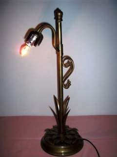 19.5 Two Light Brass Floral Boudoir Table Desk Lamp  