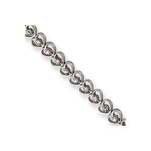  Sterling Silver Diamond Heart Bracelet: Jewelry