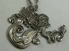 RAWCLIFFE Pewter Fairy / Angel with Bird Pendant Necklace (B35)