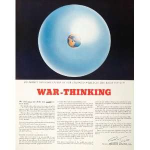  1943 WWII Ad American Airlines World Globe A. N. Kemp 