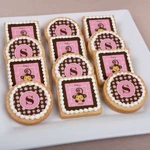    Monkey Girl   Personalized Baby Shower Cookies: Toys & Games