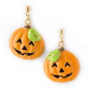  Halloween Jewelry Orange Pumpkin Face Charm Earrings 