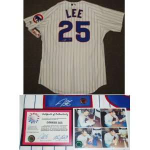  Derrek Lee Signed Cubs Majestic Authentic Home Jersey 