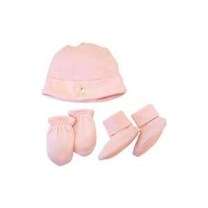  : Piccolo Bambino Organic Hat Set with Mittens & Booties   Pink: Baby