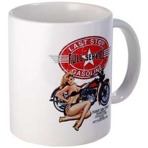 Mug (Coffee Drink Cup) Last Stop Full Service Gasoline Motorcycle Girl