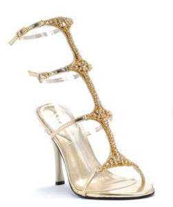 Gold Rhinestones Diamonds Pageant Prom Shoes Heels 7  