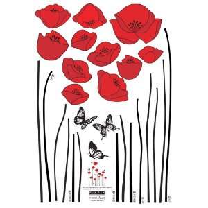  Easy Instant Decoration Wall STicker Decal   Red Flowers 