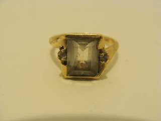 14K Gold Ring With Clear Stone Size 6 3/4  