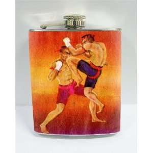  Boxing Muay Thai Art 7 oz Stainless Flask 
