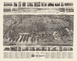 Vintage Map Hoboken New Jersey 1904 Hudson County  