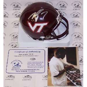 Signed Michael Vick Mini Helmet     Riddell     Virginia Tech Hokies 