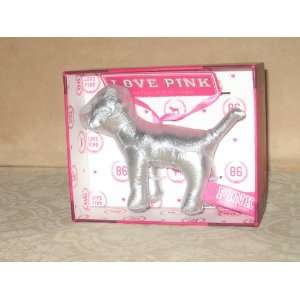  Victorias Secret Silver Dog Christmas Ornament Pink Mini 
