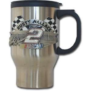  Rusty Wallace Stainless Steel & Pewter Travel Mug: Sports 