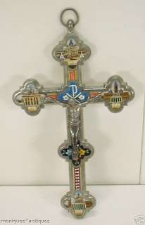 19thC Micro Mosaic Nickle Silver Crucifix  