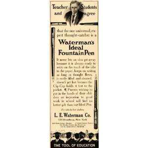  1906 Ad Waterman Ideal Fountain Pen Clip Clap Education 
