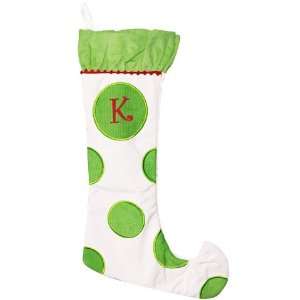 Monogrammed Christmas Stockings   White & Green   Personalized Free!