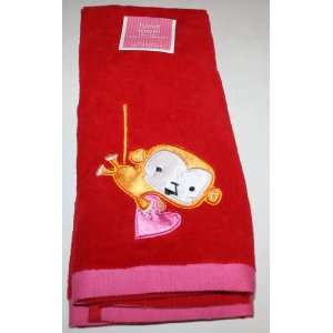   Valentines Day Kitchen Hand Towel   Red/Monkey