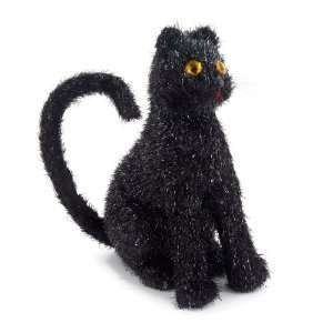  6 Sitting Black Glitter Cat