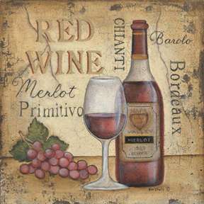 Red Wine Merlot Grape Kim Lewis Framed Picture Print  