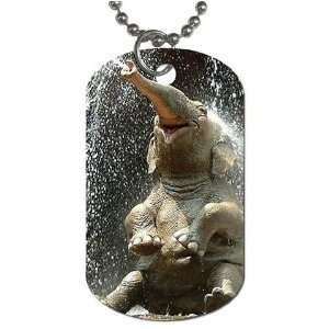  Elephant happy Dog Tag with 30 chain necklace Great Gift 
