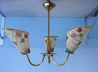 BEAUTIFUL CEILING LAMP WAXED PAPER SHADES1950 S LA2/144  