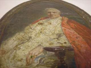POPE PIUS X 1903 1914 LITHO OVAL TIN PICTURE COLOR  
