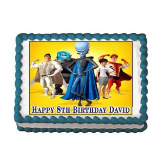 MEGAMIND Edible Party Cake Image Topper Decoration  