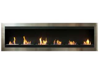 Modern Bio Ethanol Fireplace with 6 Burners Wall Mount Stainless Steel 