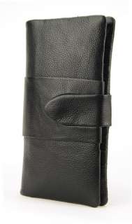 Women Genuine Leather Snap Bifold Clutch Wallet Men Card Holder 