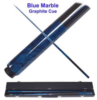 BLUE MARBLE Graphite Pool Cue with Case, Billiards  