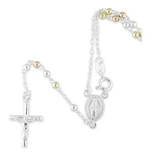    Tricolor 925 Silver Jesus Mary Chain Rosary Necklace Jewelry