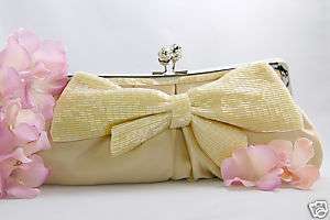 Champagne Plush Satin Bridal Evening Hand Bag Clutch  