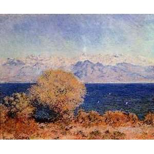 View of Bay At Antibes & Maritime Alps by Claude Monet 24x19  