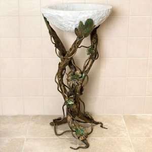  Vine Wrought Iron Sink Stand   Burnished Bronze: Home 