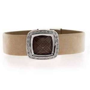  Beige Leather Briolette cut Abalone with Cubic Zirconia 