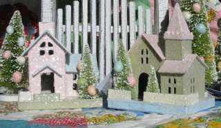 Vintage Style Bethany Lowe Paper Mache Easter Houses  