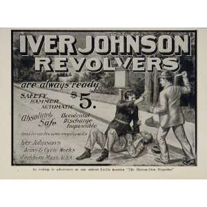 1904 Ad Vintage Iver Johnson Revolver Policeman Robber 