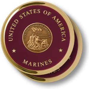  Marine Iwo Jima Brass 2 Coaster Set 