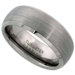  Tungsten Carbide 8 mm Comfort Fit Dome Wedding Band Ring w 