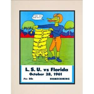  1961 Florida vs. LSU 10.5x14 Matted Historic Football 